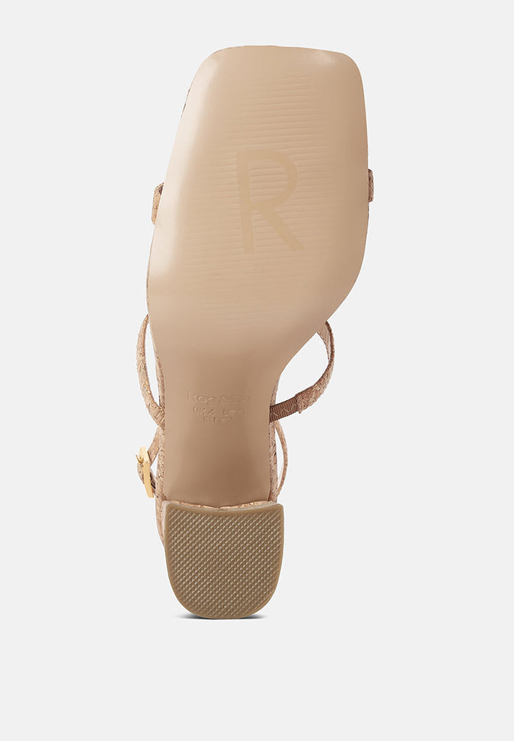 women open square toe block heel sandals#color_beige