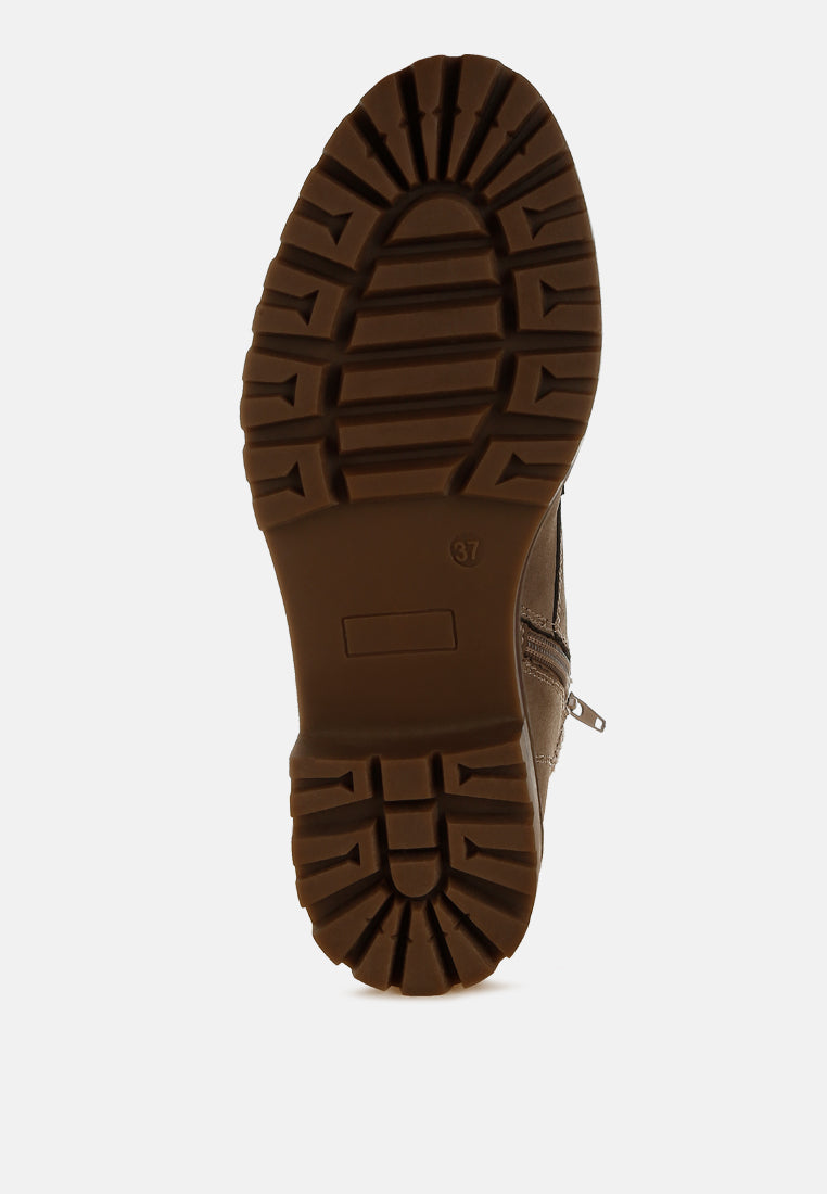 women knitted collar zip-up hiker boots#color_taupe