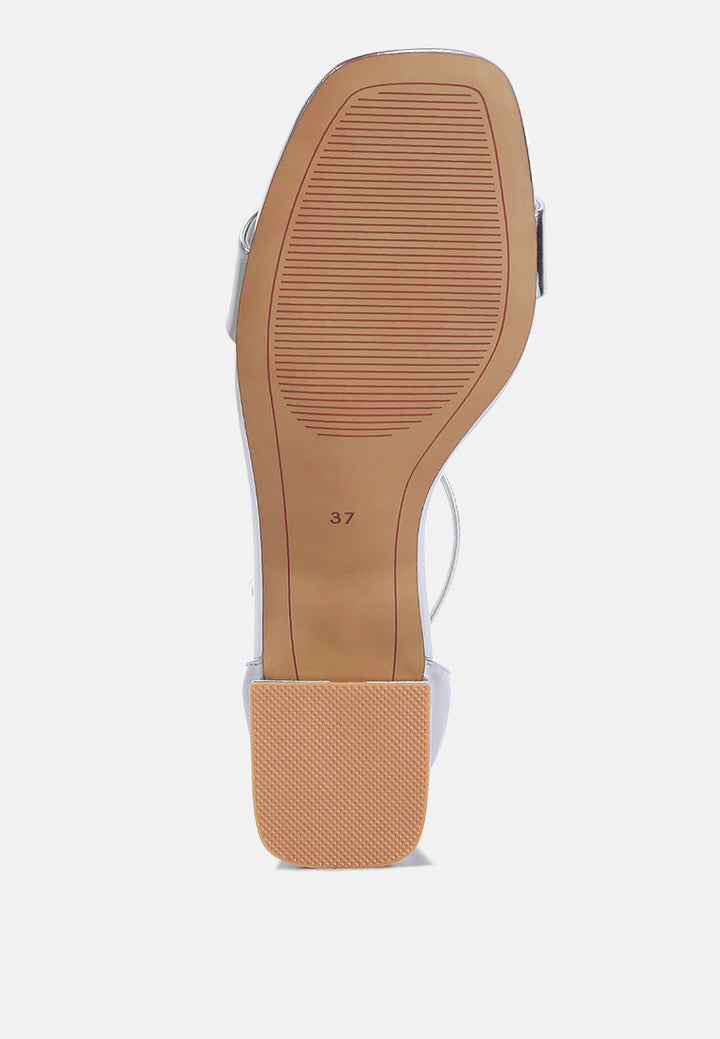 women metallic block heels#color_silver