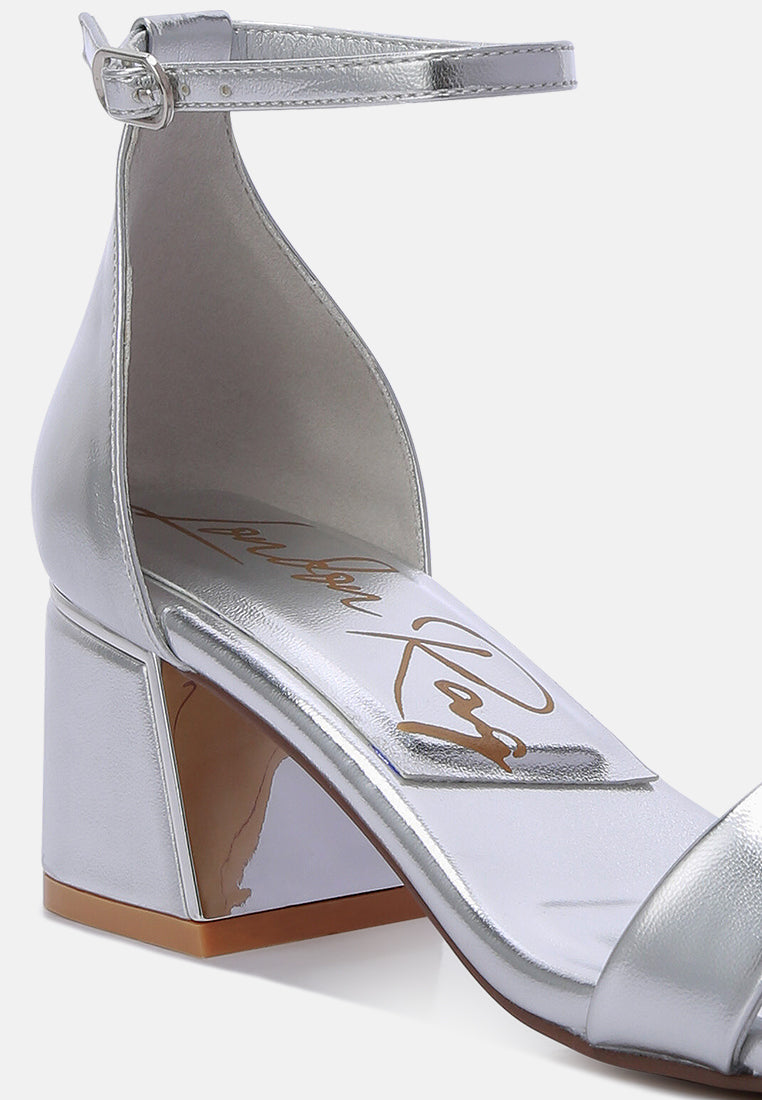women metallic block heels#color_silver