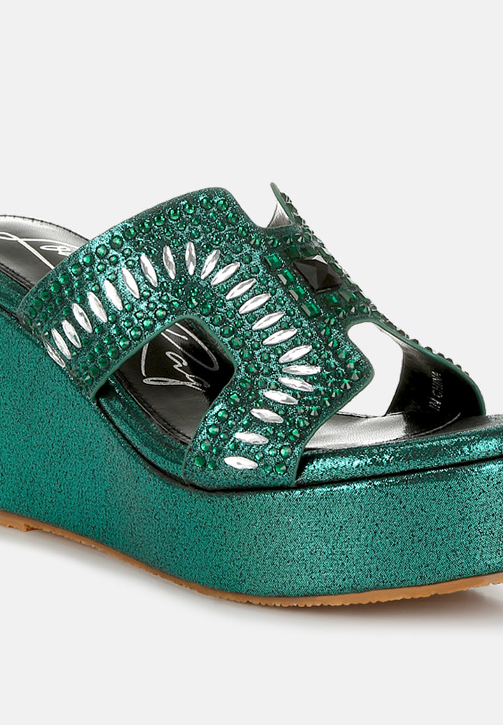 diamante & rhinestone detail cut-out sandals#color_green 
