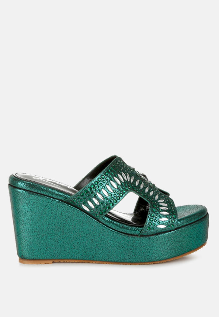 diamante & rhinestone detail cut-out sandals#color_green 