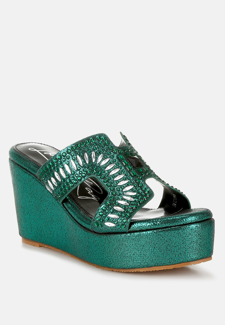 diamante & rhinestone detail cut-out sandals#color_green 