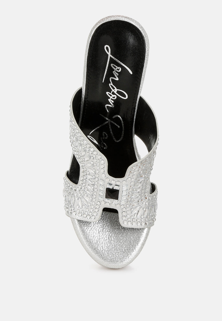 diamante & rhinestone detail cut-out sandals#color_silver