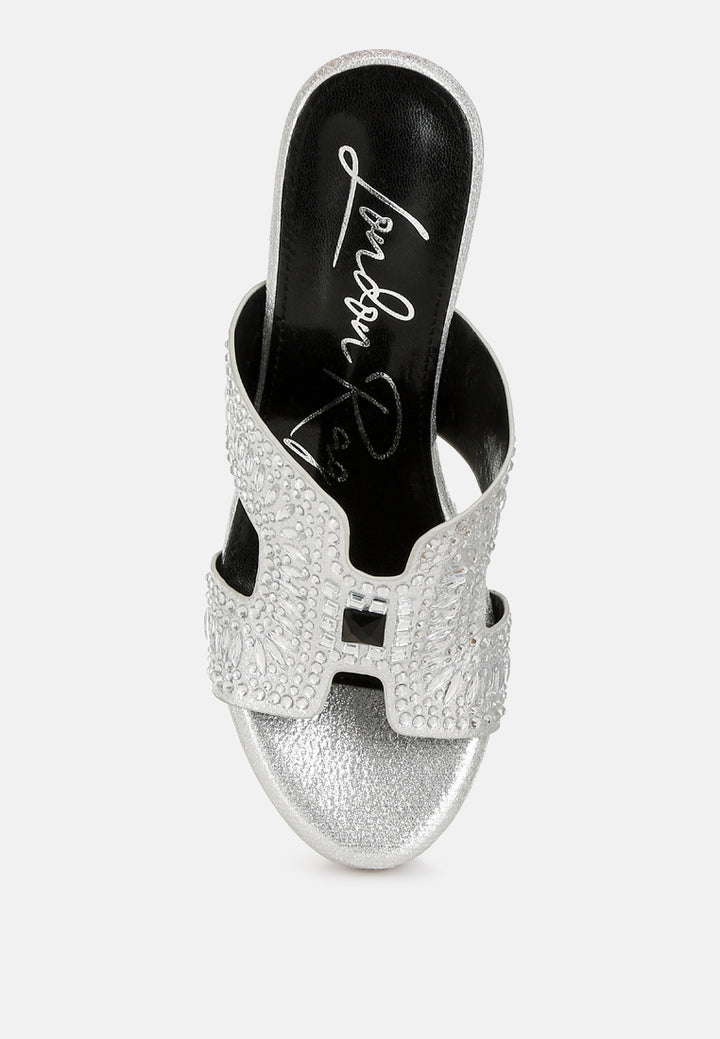 diamante & rhinestone detail cut-out sandals#color_silver