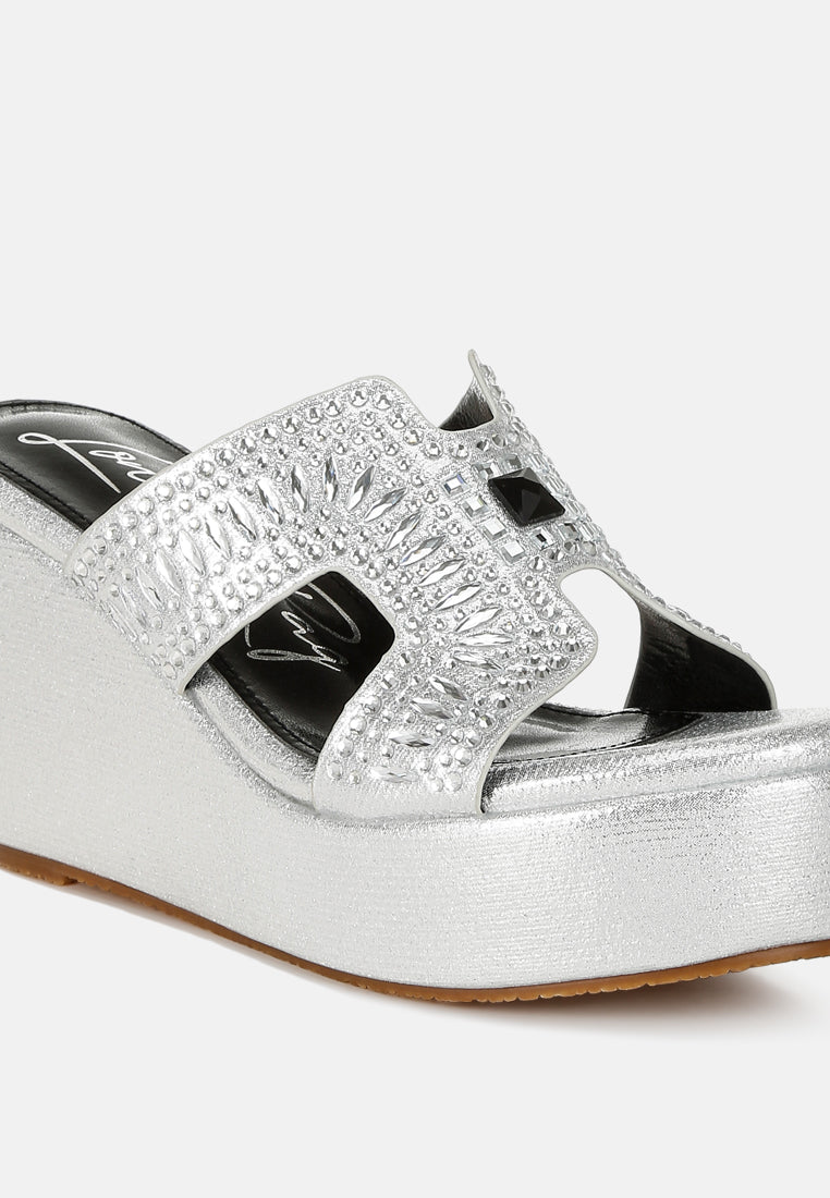 diamante & rhinestone detail cut-out sandals#color_silver