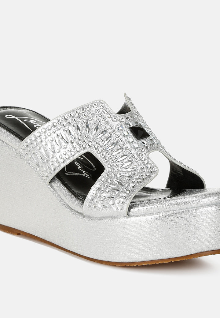 diamante & rhinestone detail cut-out sandals#color_silver
