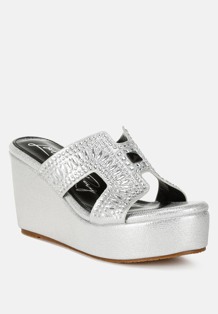 diamante & rhinestone detail cut-out sandals#color_silver