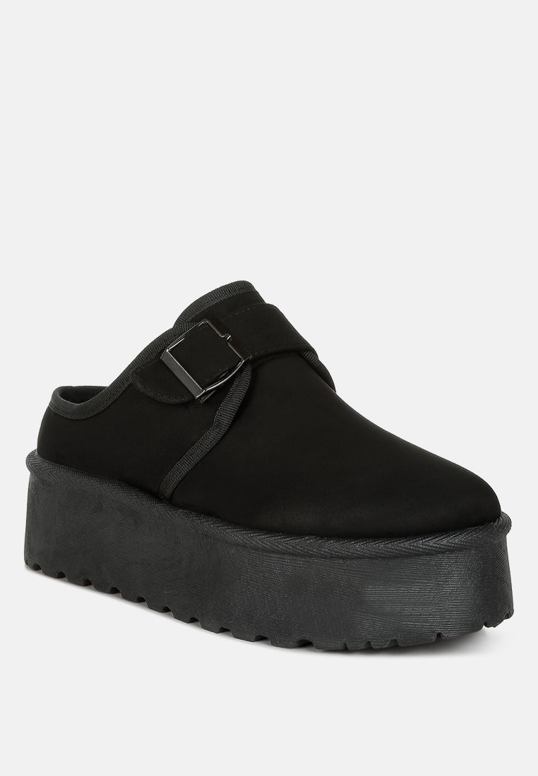 women buckle strap fur platform classic slip-on#color_black