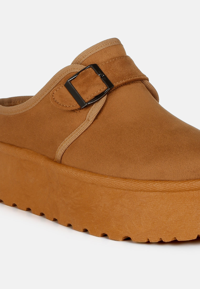 women buckle strap fur platform classic slip-on#color_tan
