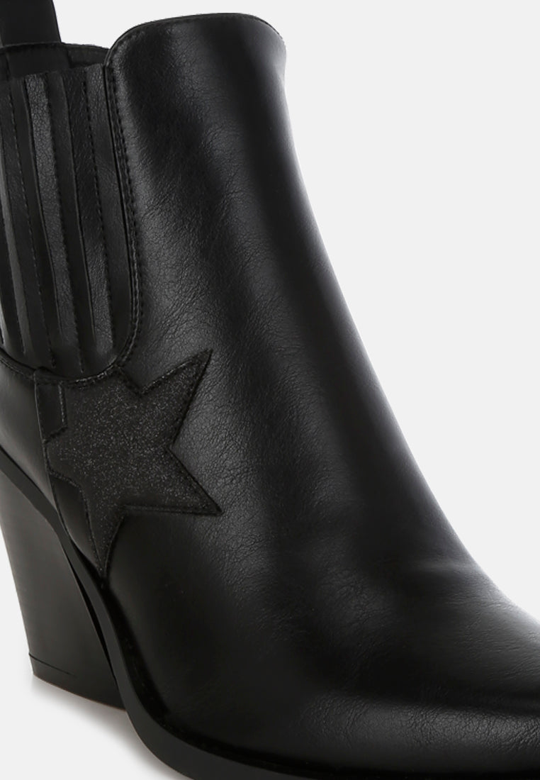 women glitter star detail chelsea boots#color_black