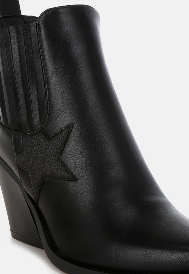 women glitter star detail chelsea boots#color_black