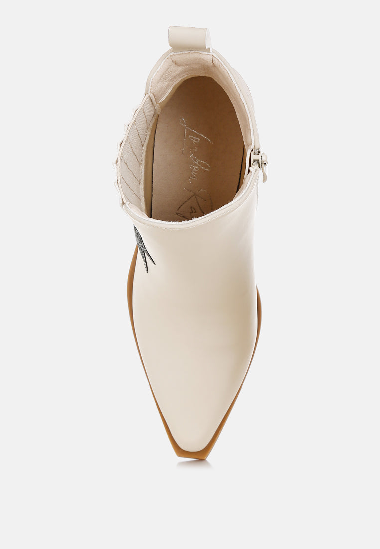 women glitter star detail chelsea boots#color_beige