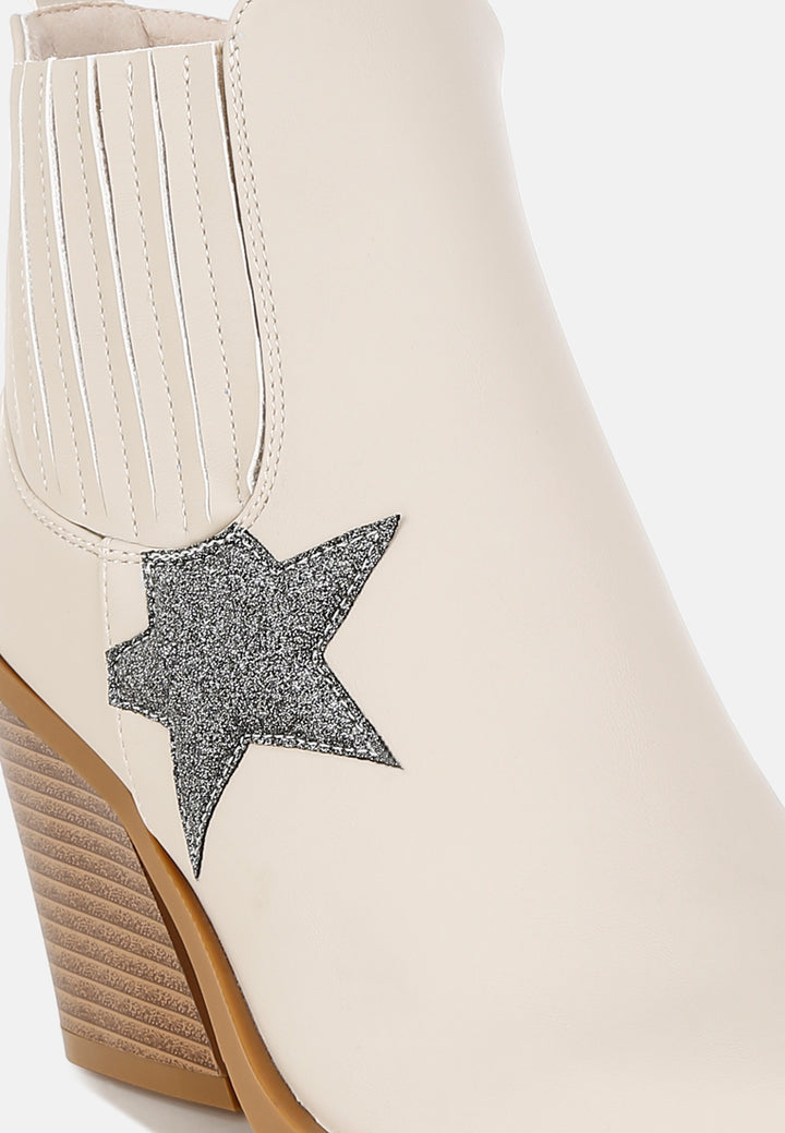 women glitter star detail chelsea boots#color_beige