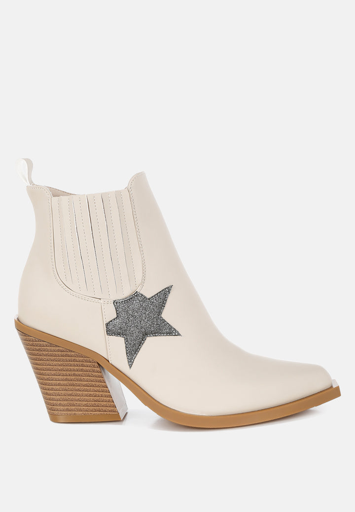women glitter star detail chelsea boots#color_beige