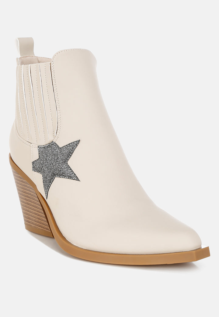 women glitter star detail chelsea boots#color_beige