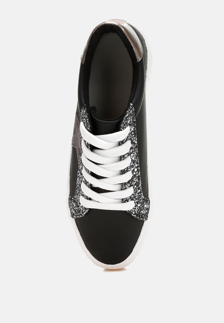 women glitter patch chunky sneakers#color_black