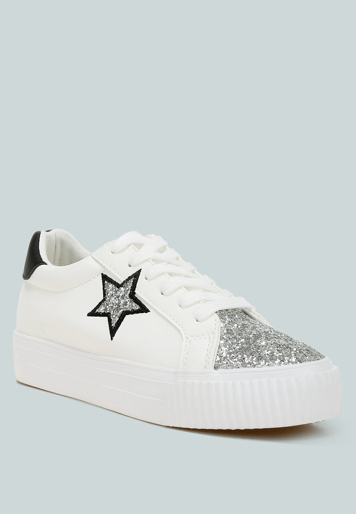 women glitter patch chunky sneakers#color_white