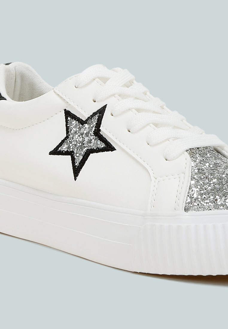 women glitter patch chunky sneakers#color_white