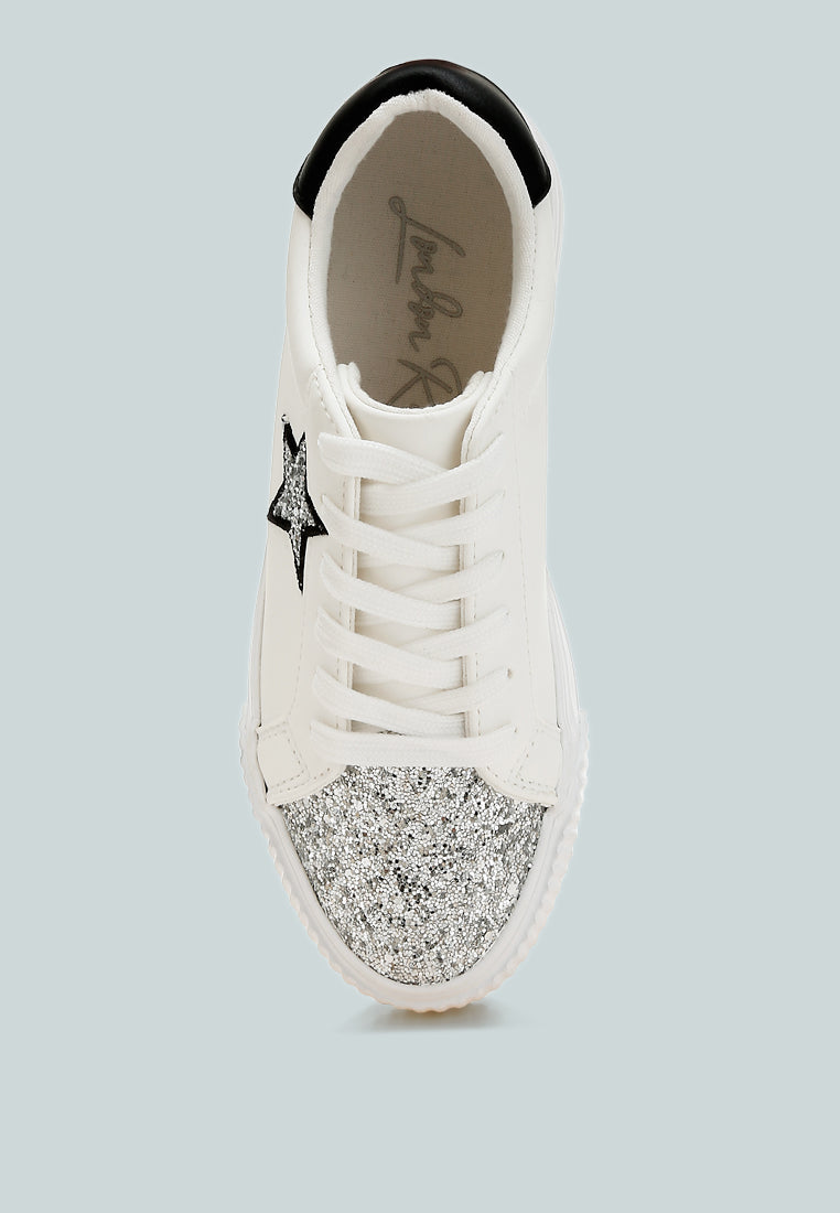 women glitter patch chunky sneakers#color_white