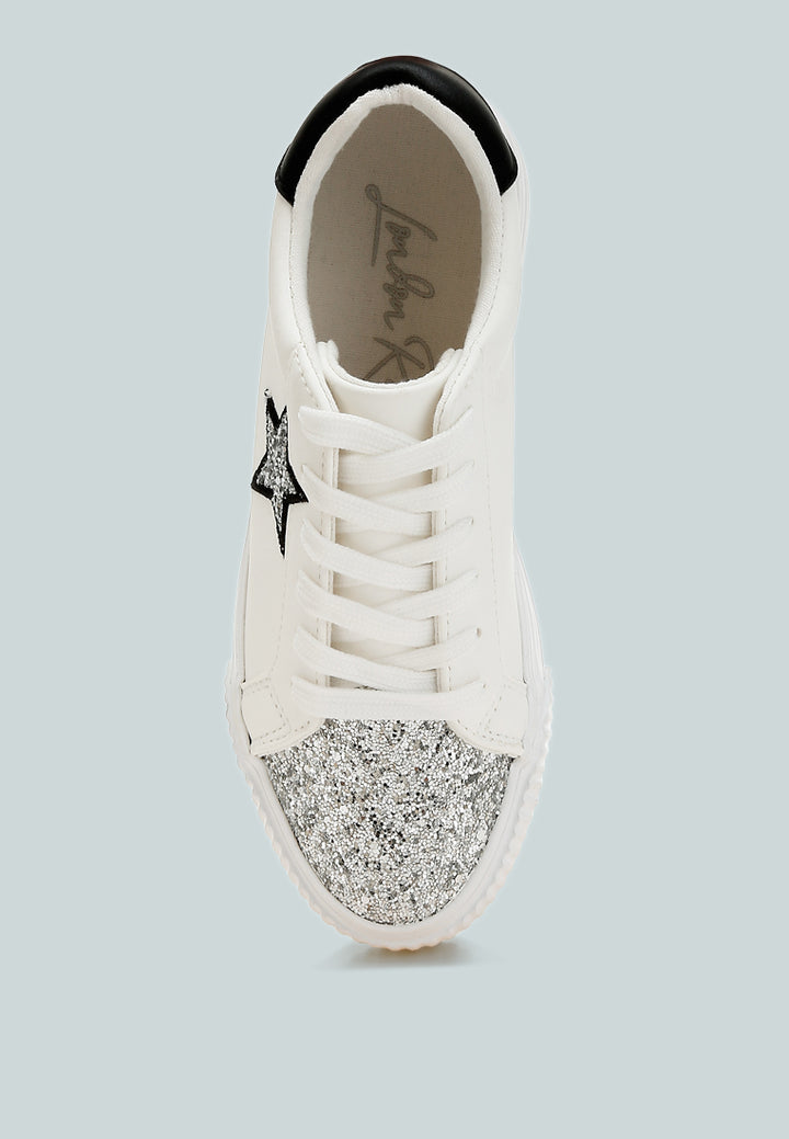 women glitter patch chunky sneakers#color_white
