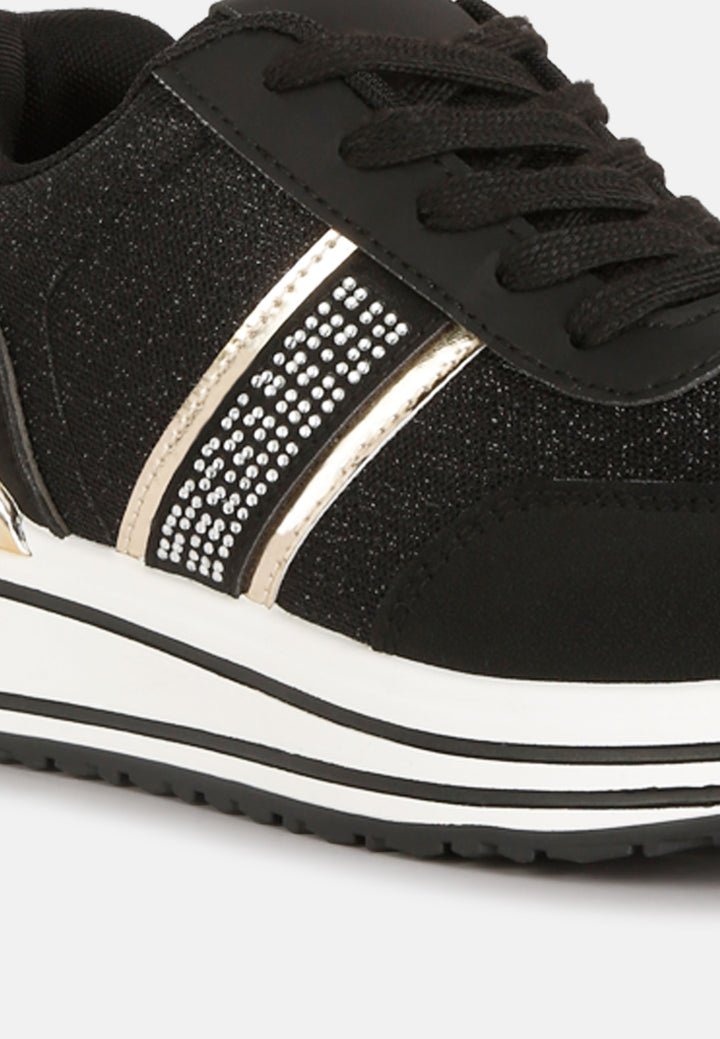 metallic panel platform sneakers#color_black