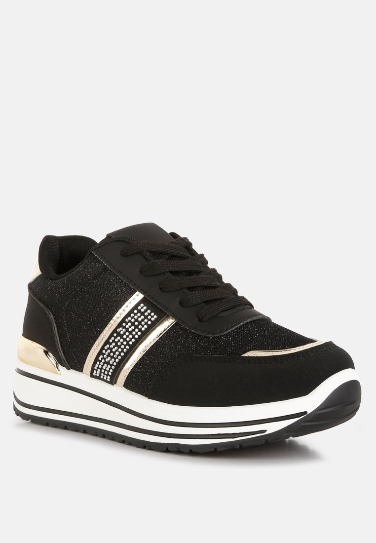 metallic panel platform sneakers#color_black