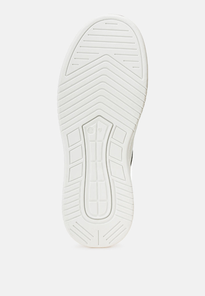 women metallic paneling platform sneakers#color_black-pewter