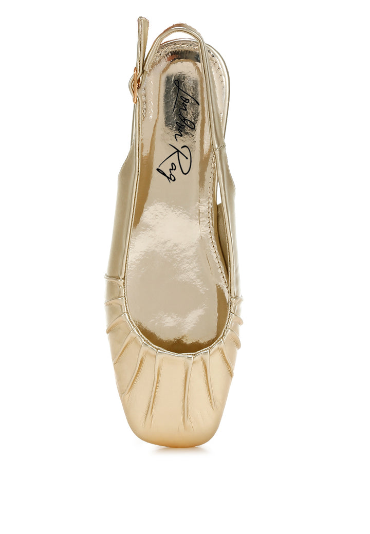 metallic square toe flat slingbacks by rag#color_gold