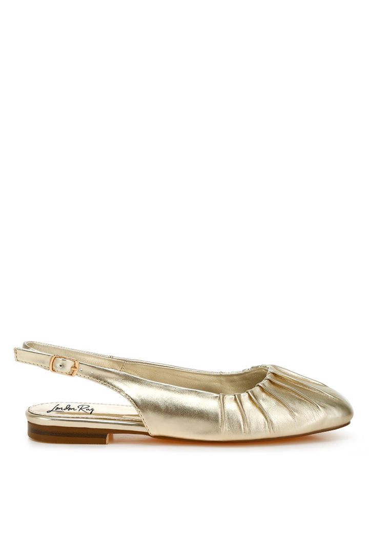 metallic square toe flat slingbacks by rag#color_gold
