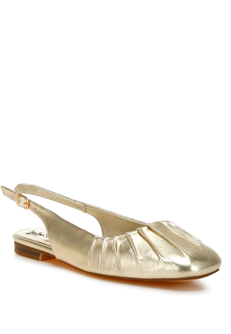 metallic square toe flat slingbacks by rag#color_gold