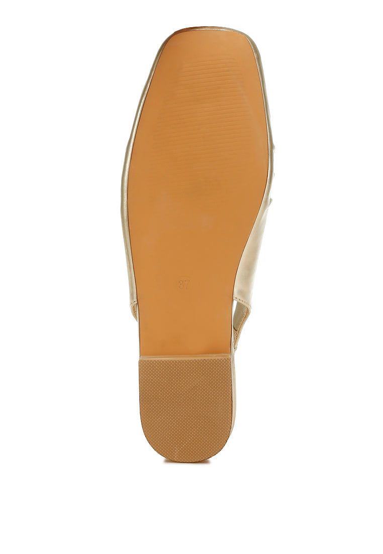 metallic square toe flat slingbacks by rag#color_gold