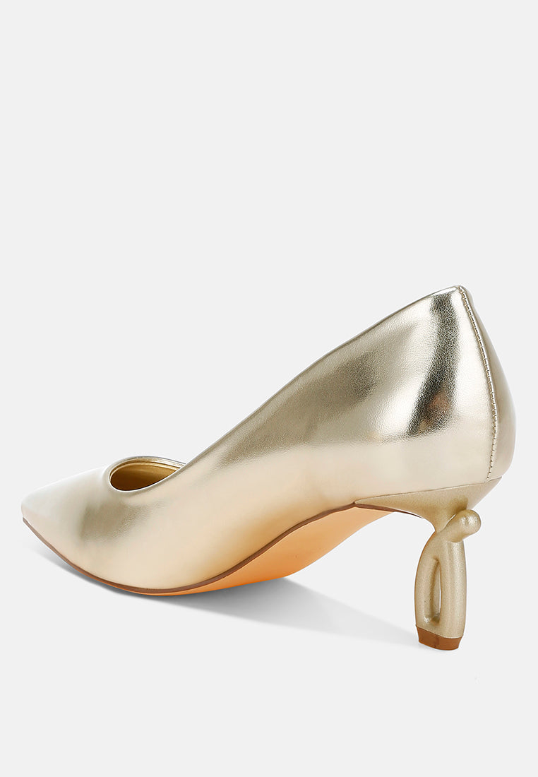 women metallic fantasy heel pumps#color_gold