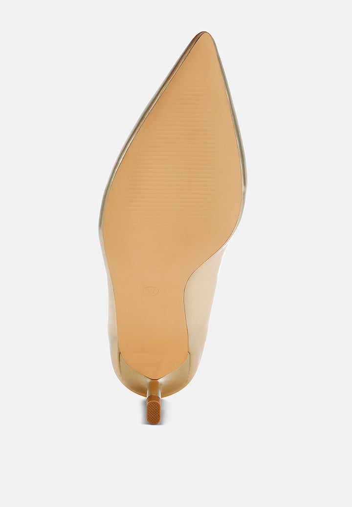 women metallic fantasy heel pumps#color_gold