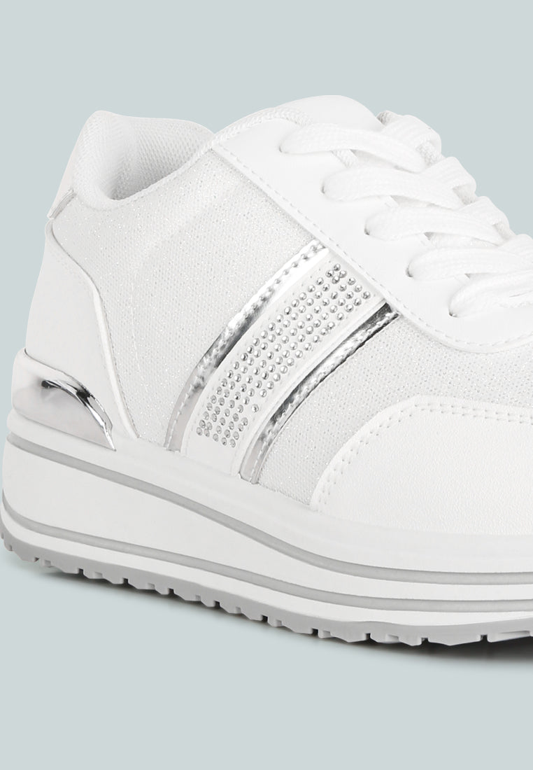 metallic panel platform sneakers#color_white