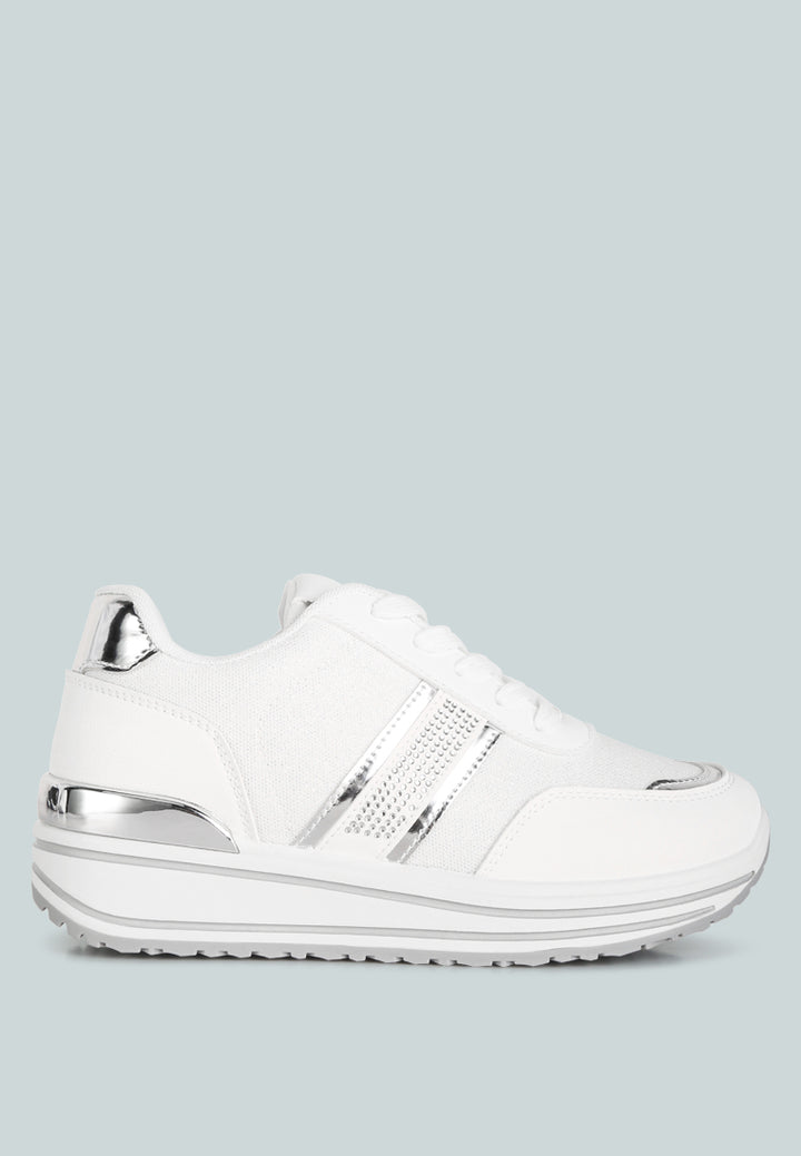 metallic panel platform sneakers#color_white