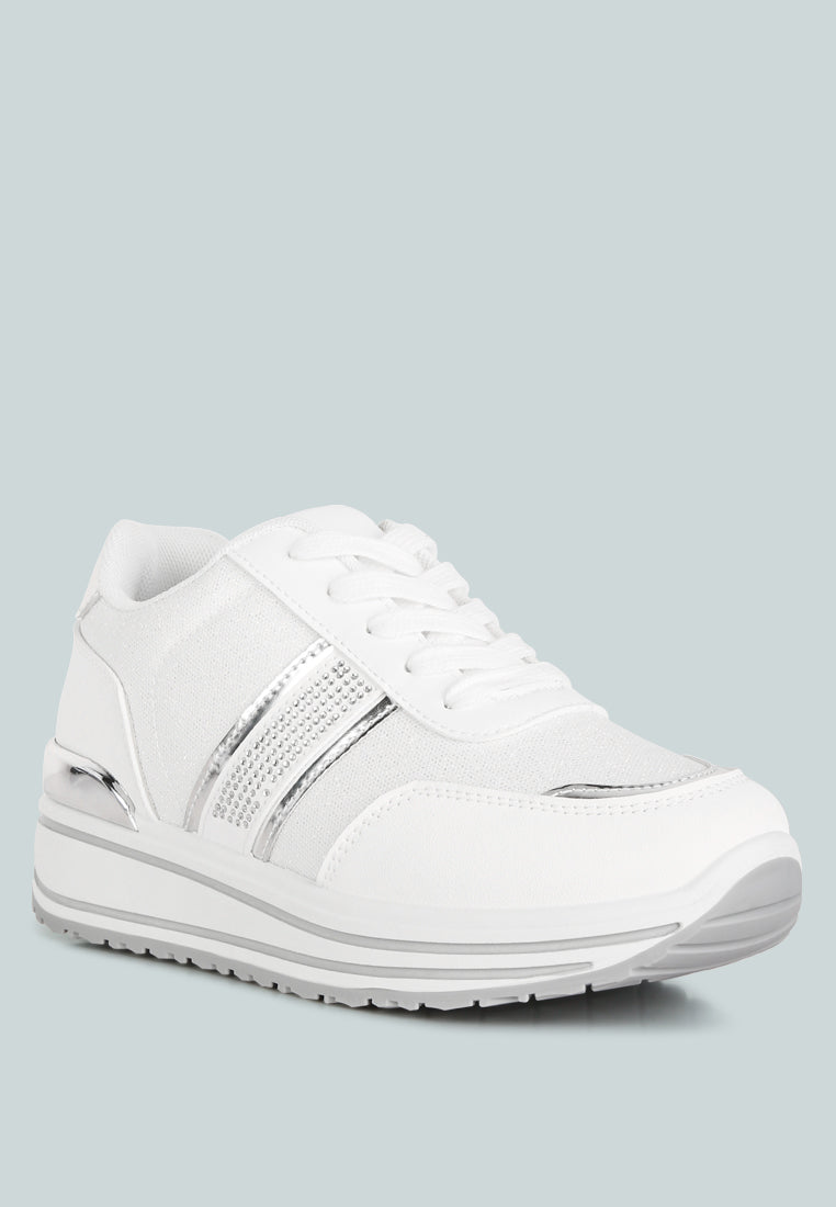 metallic panel platform sneakers#color_white