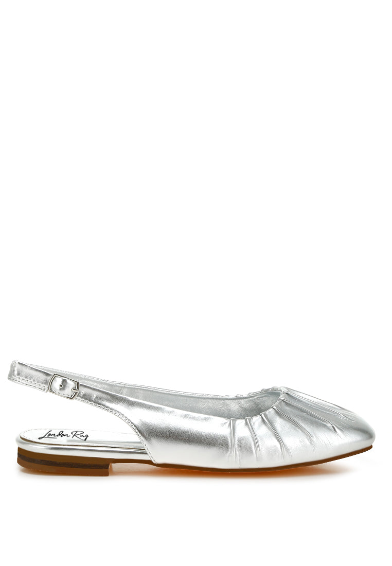 metallic square toe flat slingbacks by rag#color_silver