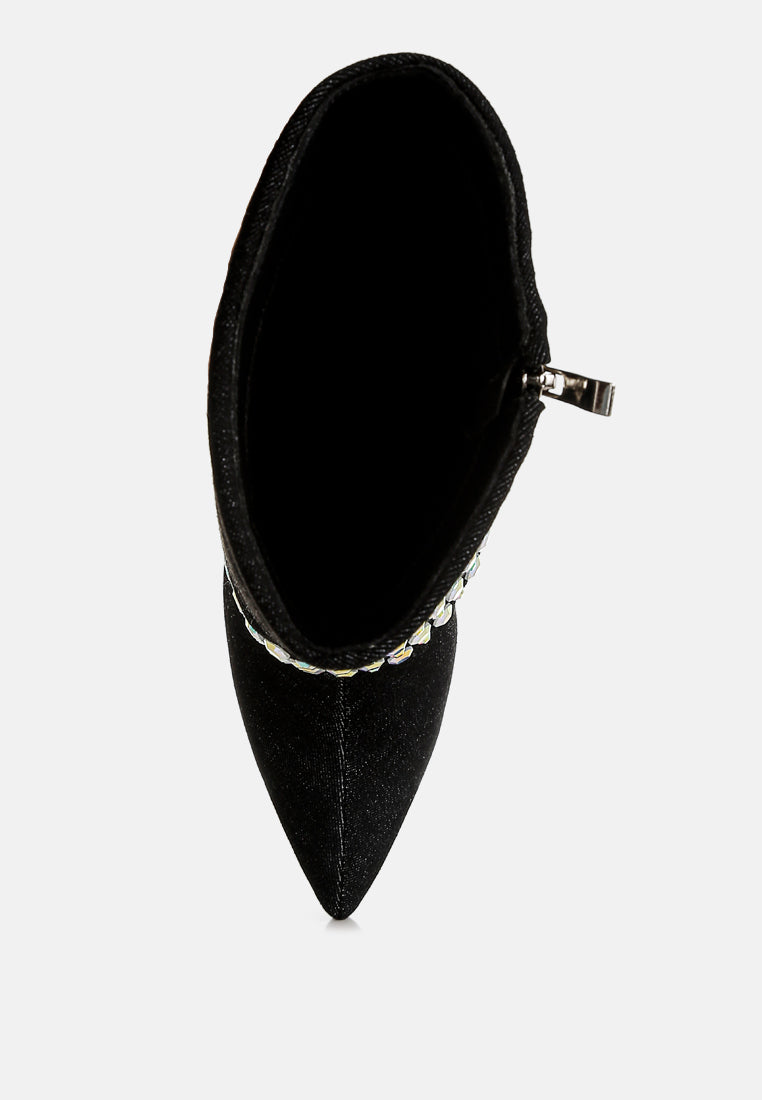 diamante & rhinestones denim boots#colour_black