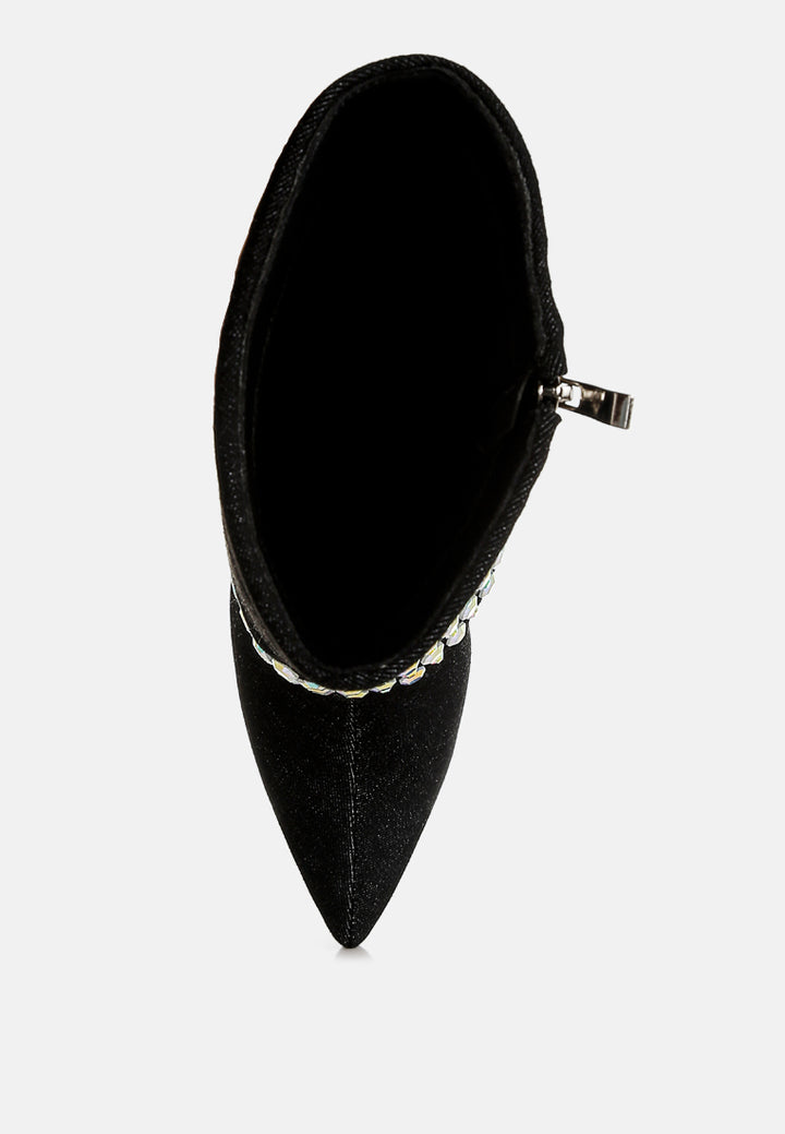 diamante & rhinestones denim boots#colour_black