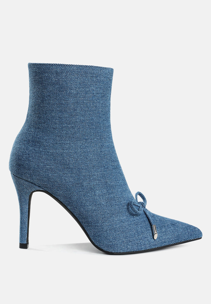 Women Bow Detail Denim Ankle Boots