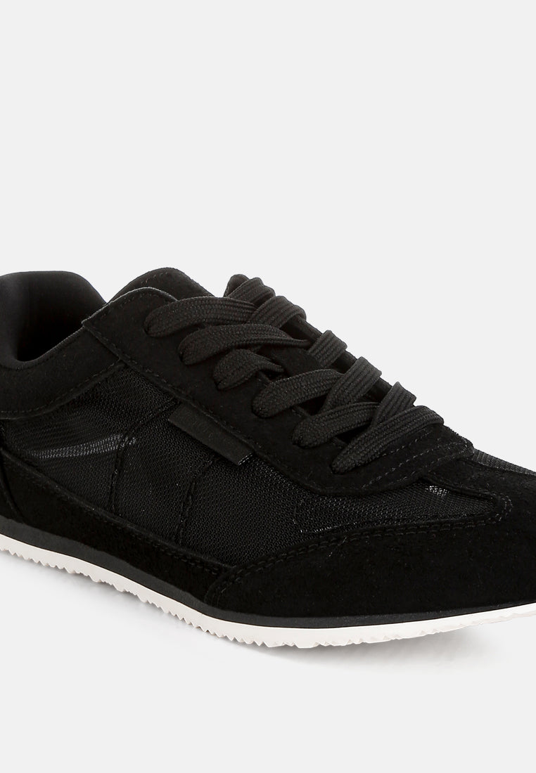 women microfiber & mesh sneakers#color_black