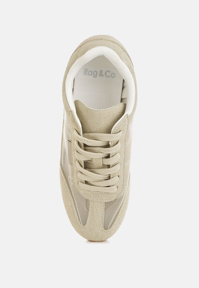 women microfiber & mesh sneakers#color_beige