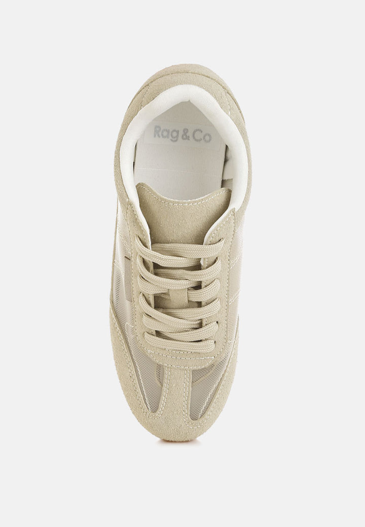 women microfiber & mesh sneakers#color_beige