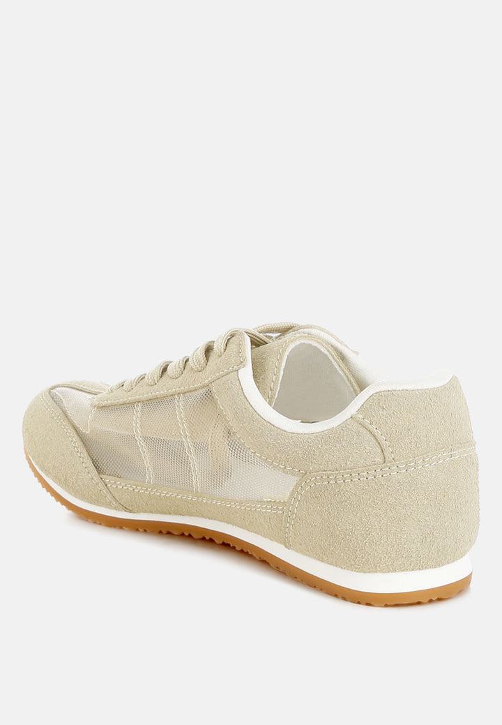 women microfiber & mesh sneakers#color_beige