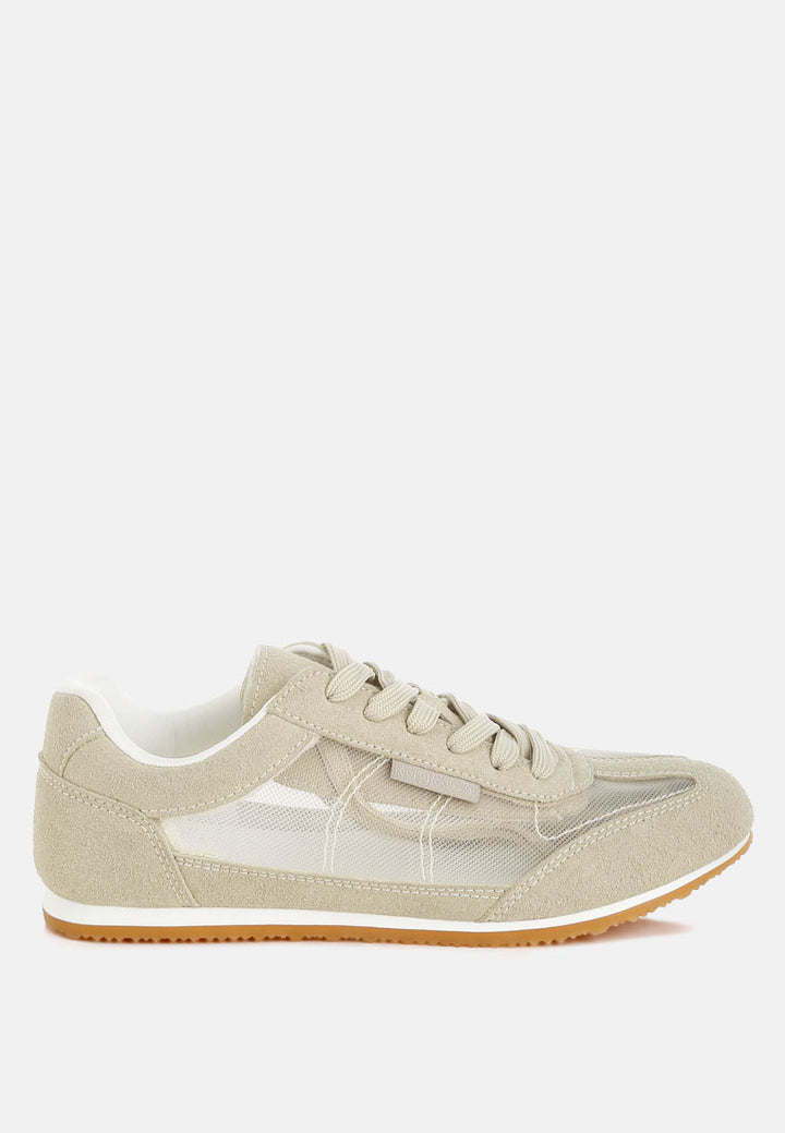 women microfiber & mesh sneakers#color_beige