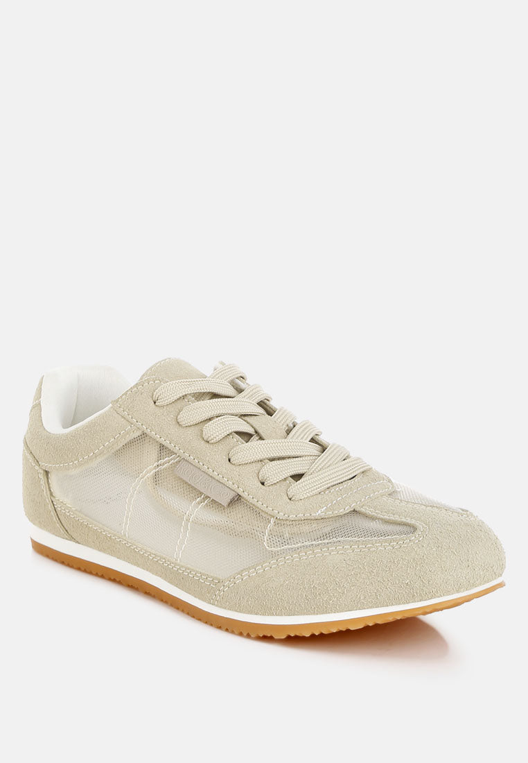 women microfiber & mesh sneakers#color_beige