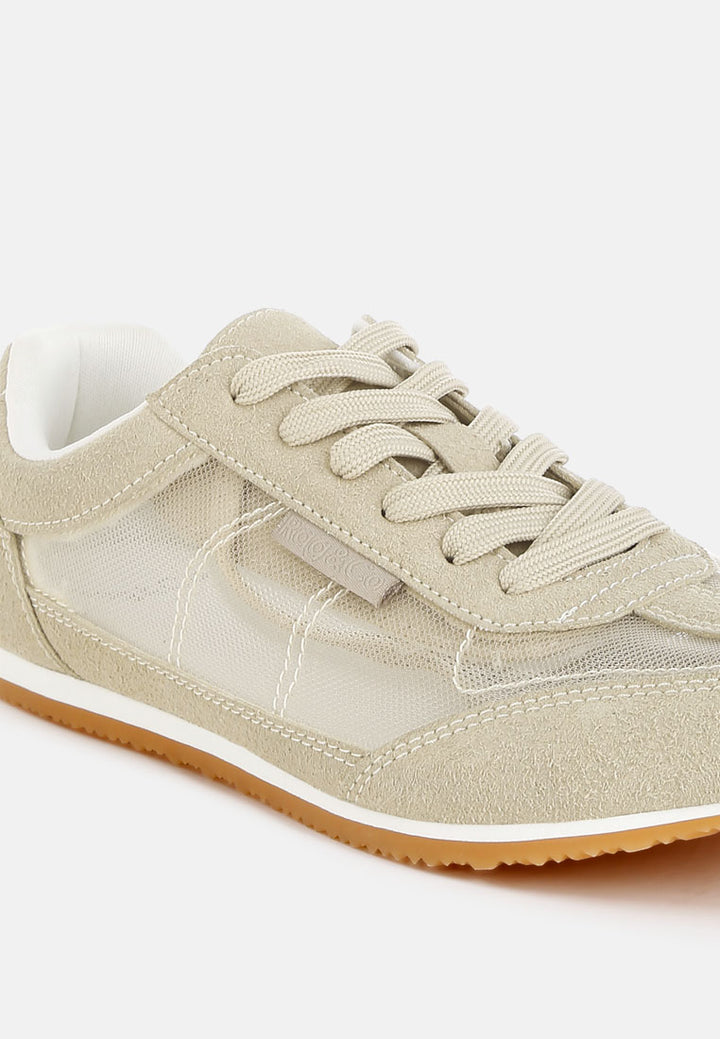 women microfiber & mesh sneakers#color_beige