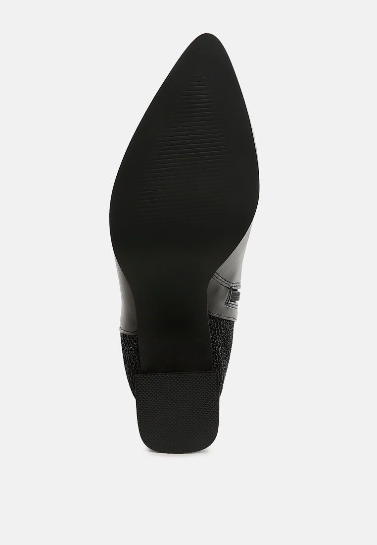 women mesh detail pointy ankle boots#color_black