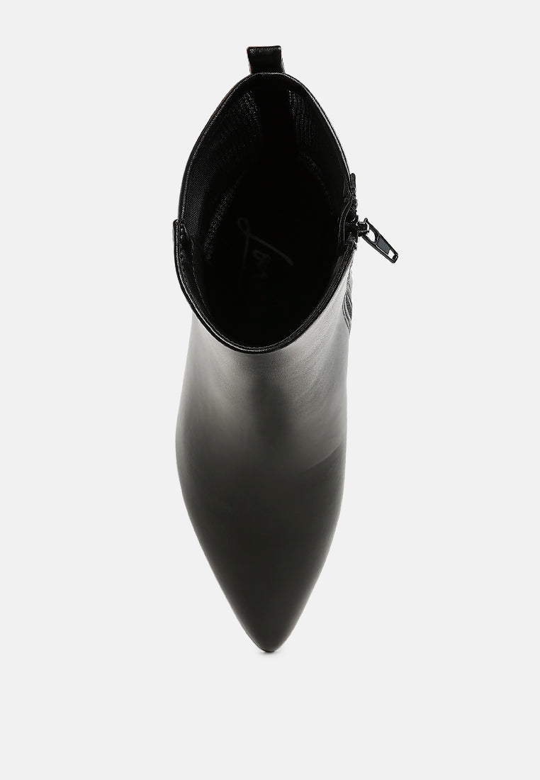 women mesh detail pointy ankle boots#color_black